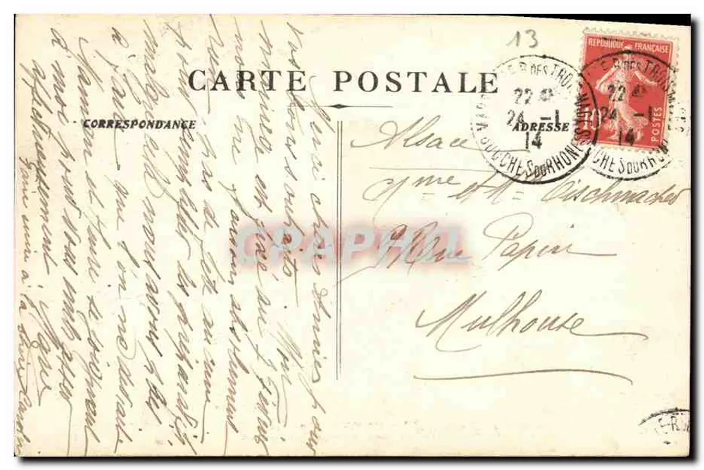 Marseille unter Schnee — Fontaine Estrangin — 14. Januar 1914 - Rückseite