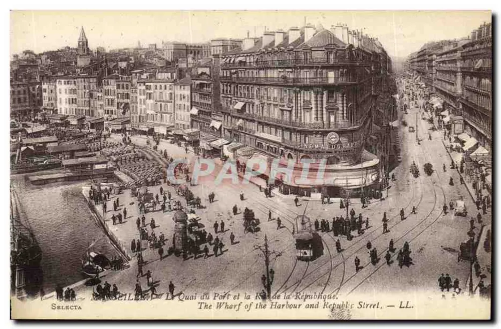 Marseille — Der Hafenkai und die Straße der Republik — Selecta — LL. - Vorderseite