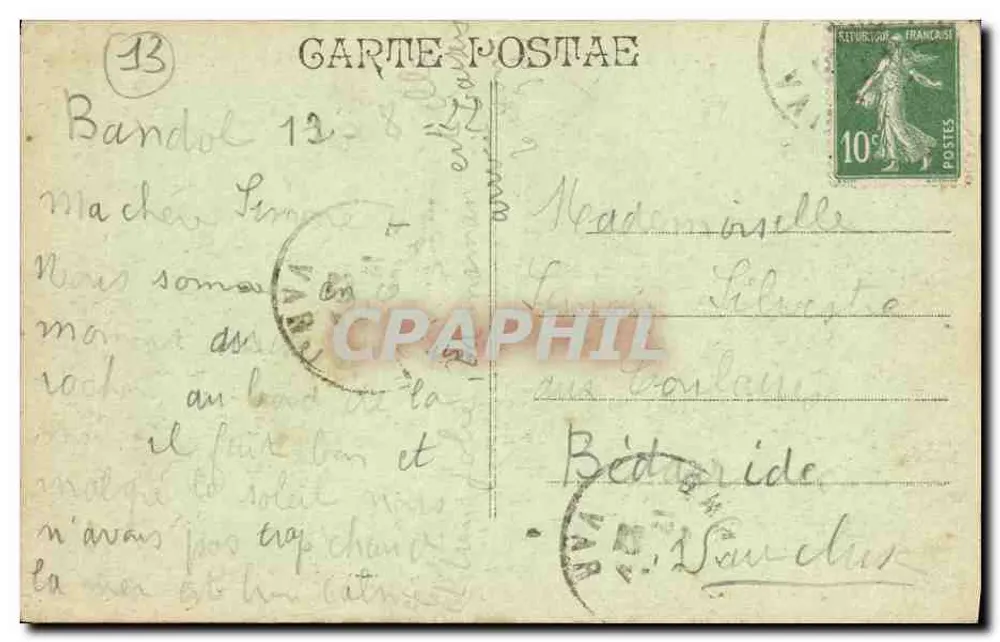 Marselha - Promenade de la Corniche — editor não identificado, n° de série não visível - Verso