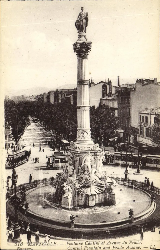 Marseille — Fontaine Cantlini und Avenue du Prado — Selecta n°318 - Vorderseite
