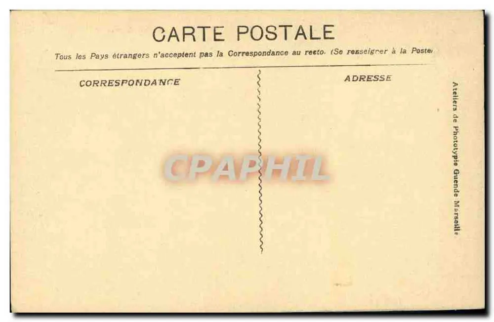 Marseille — Kolonialausstellung, Innenhof des Palastes von Algerien — Ateliers de Phototypie Guende - Rückseite