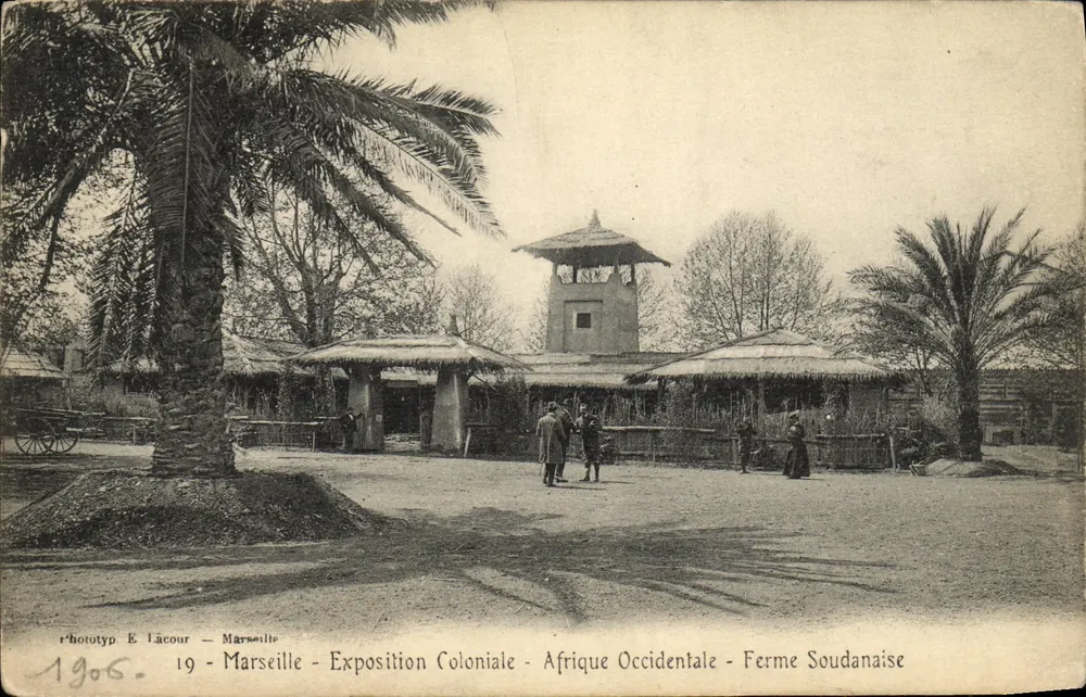 Sudanesische Farm — Kolonialausstellung — Westafrika — Verlag E. Lâcour, Marseille - Vorderseite