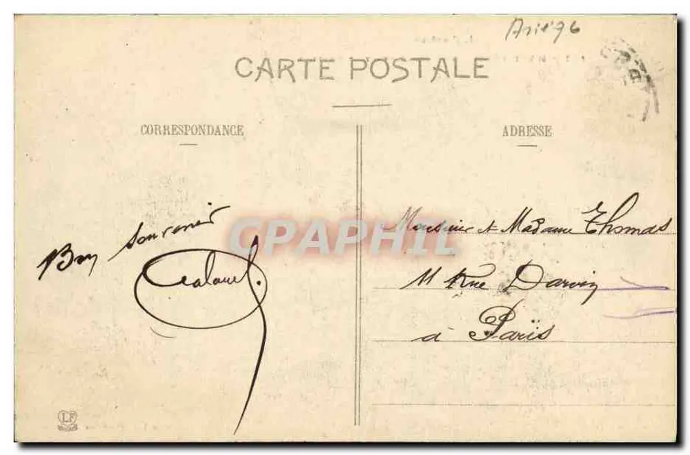 Montségur — Vista general y el castillo — Fototipia Lahouche frères, Toulouse - Reverso