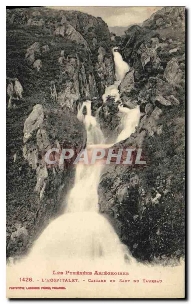 L'HOSPITALET - Cascade du Saut du Taureau — Les Pyrénées Ariégeoises, n°1426, phototypie Labouze Frères, Toulouse - Vorderseite