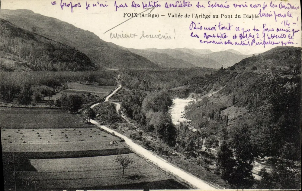 Foix (Ariège) — Vallei van de Ariège over de Brug van de Duivel - Voorkant