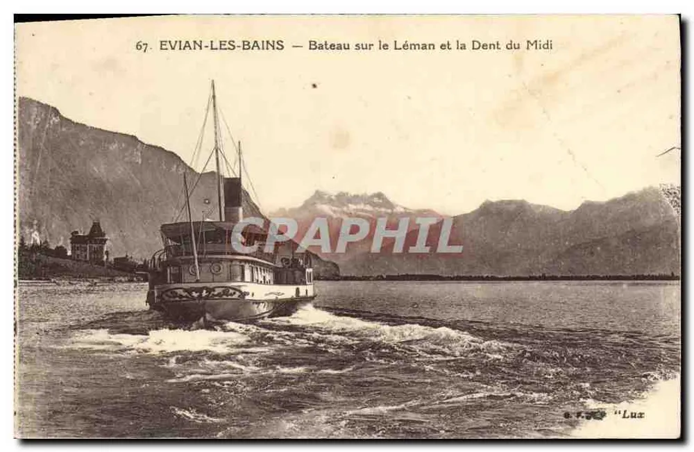Évian-les-Bains — Boot auf dem Lac Léman und die Dent du Midi — Verlag Luz, n°67 - Vorderseite