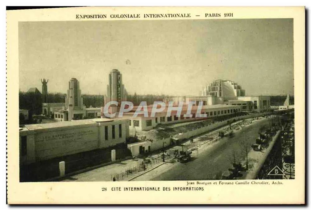 Internationale Informationsstadt — Internationale Kolonialausstellung — Paris 1931 — Jean Bourgon und Fernand Camille Chevalier, Archs. - Vorderseite