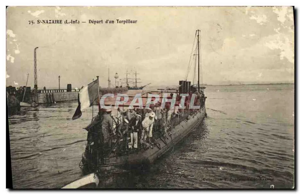 Saint-Nazaire (L.-Inf.) — Abfahrt eines Torpedobootes — Sammlung L. Equilou - Vorderseite