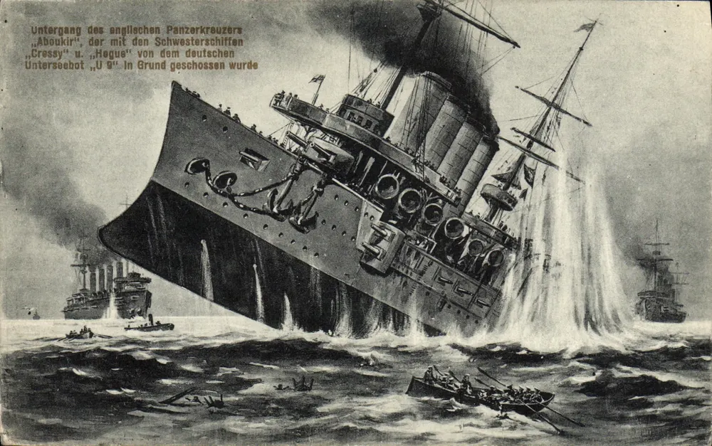 Submarino alemão U-9 — naufrágio do encouraçado inglês Aboukir - Frente