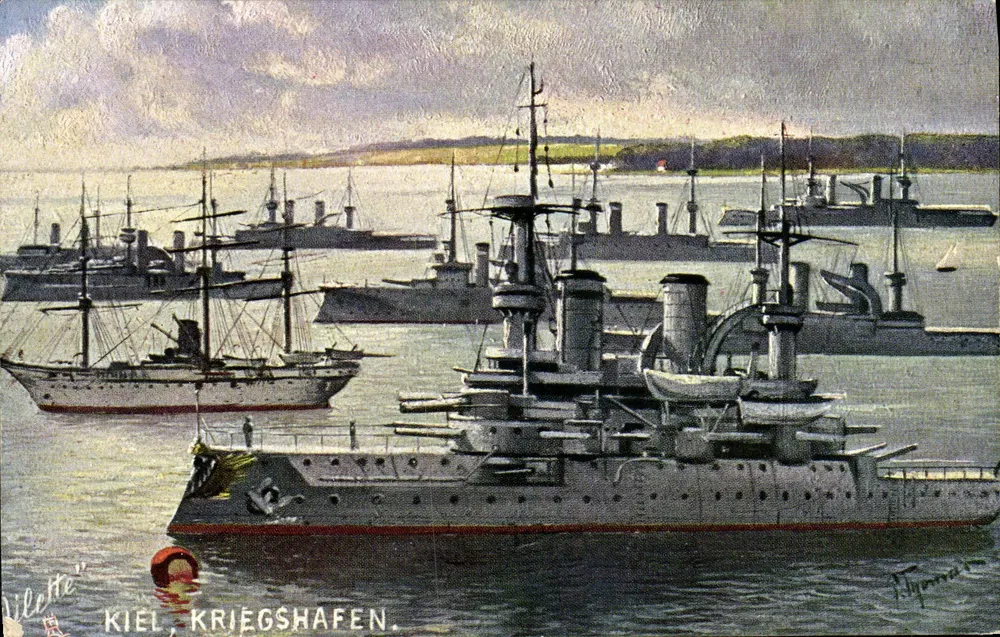 Kiel, Kriegshafen — Porto naval alemão — editor Tuck & Sons - Frente