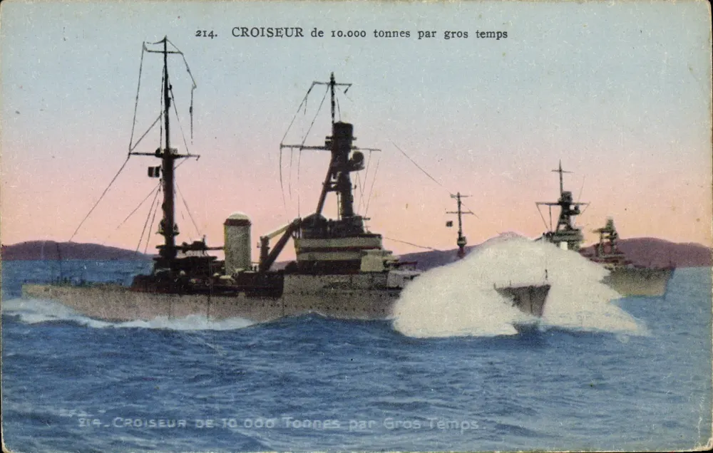 10.000-Tonnen-Kreuzer in hohem Seegang — Serie 214 — Edition Bouvet-Sour & Toulon - Vorderseite