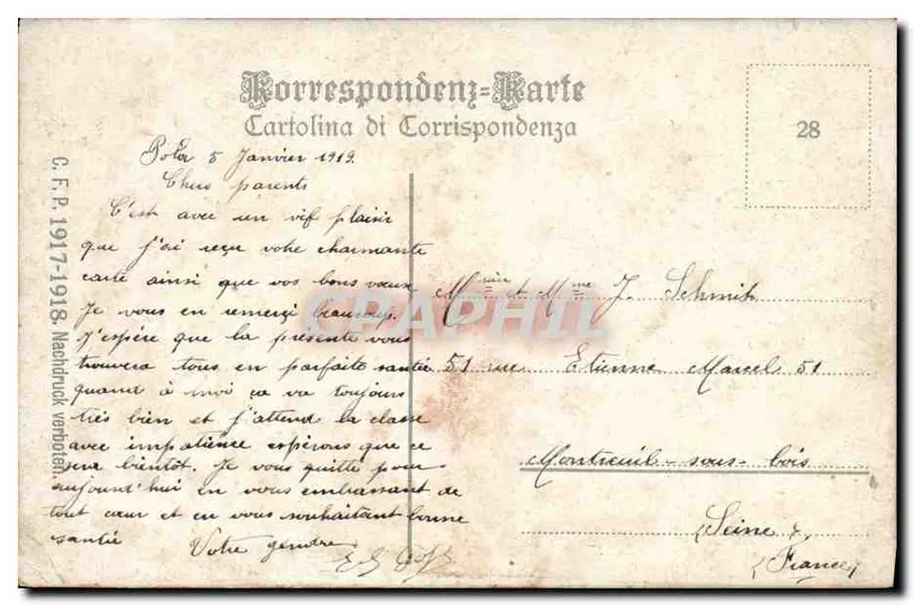 Pola — Porto naval e navios imperiais — editor desconhecido, número de série não visível - Verso