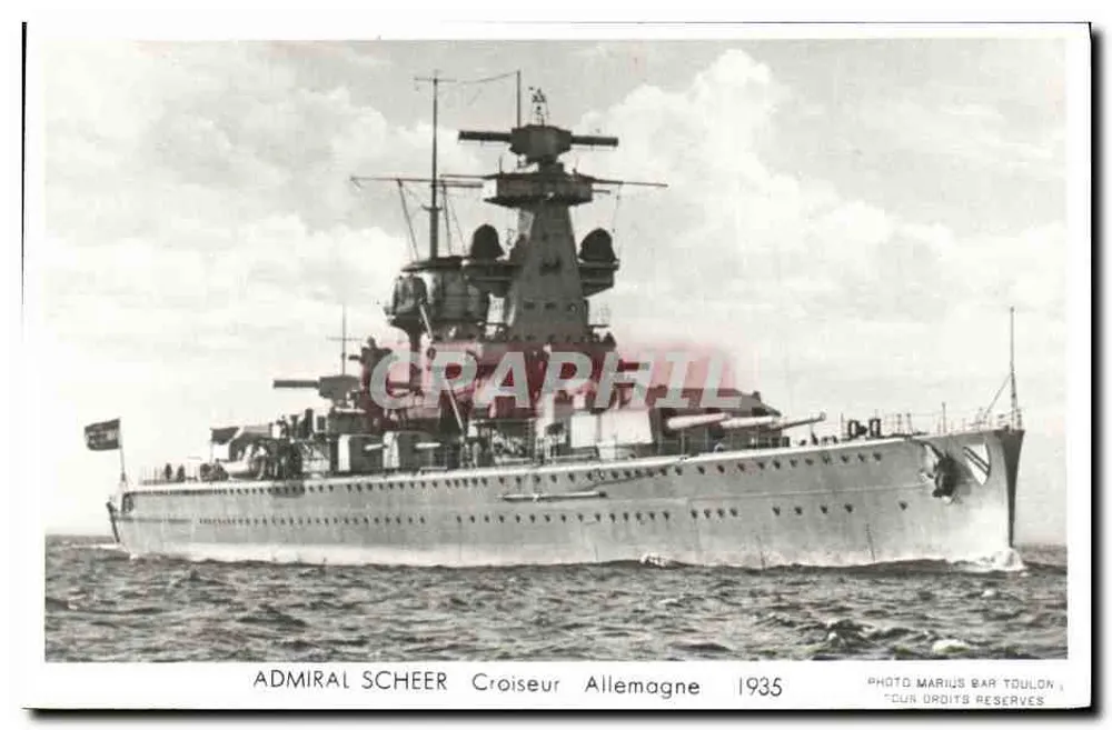 Admiral Scheer — Deutscher Kreuzer 1935 — Foto Marius Bar Toulon - Vorderseite