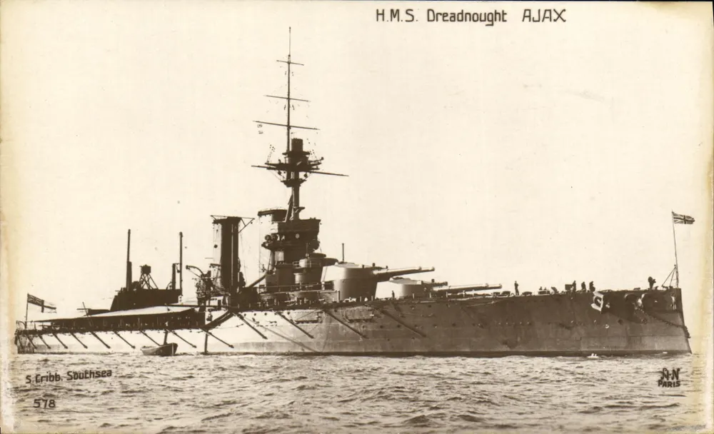 H.M.S. Dreadnought AJAX — navio de guerra britânico — editor A.N. Paris, n° 578 - Frente