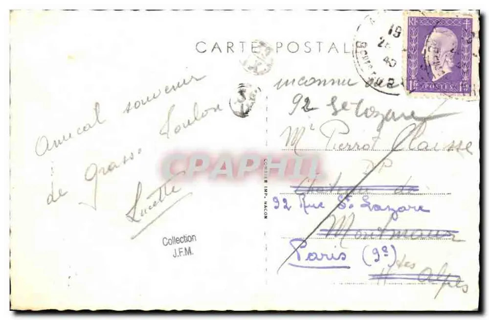 Corpsilleur "Alcyon" — França — editor não identificado - Verso
