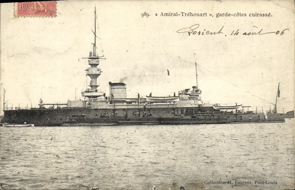 Admiral-Tréhouart, gepanzerte Küstenwache — Port-Louis, 14. August 1906 — Sammlung H. Laurent - Vorderseite