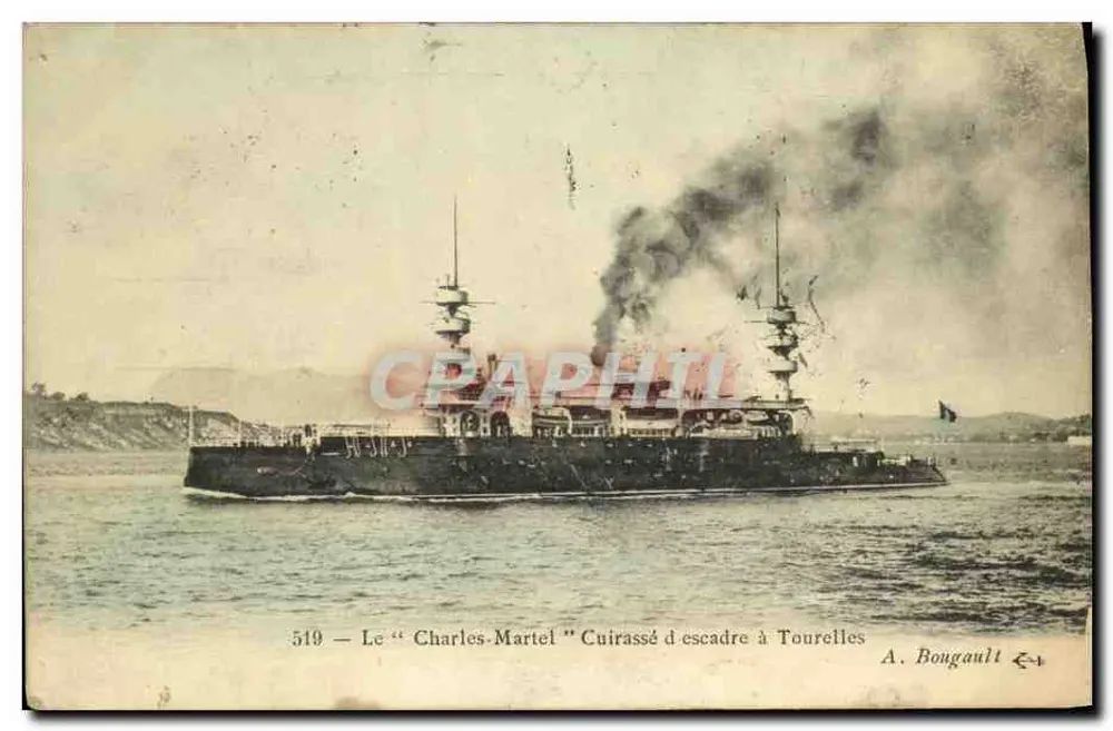 Das "Charles-Martel" Schlachtschiff mit Türmen — A. Bougault Nr. 519 - Vorderseite