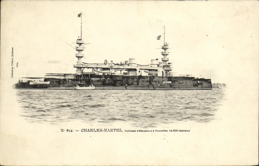 Charles-Martel — Schlachtschiff mit 4 Türmen, 14.500 Pferdestärken — Sammlung Villars, Quimper, N° 812 - Vorderseite