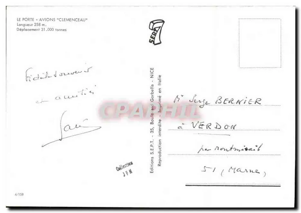 Flugzeugträger Clemenceau — Éditions S.E.P.T. - NICE - Rückseite