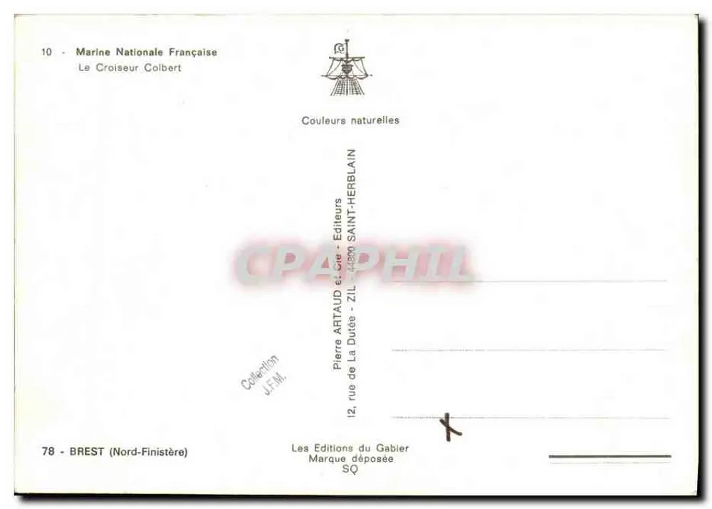 Der Kreuzer Colbert — Marine Nationale Française — Éditions ARTAUD et Cie - Rückseite