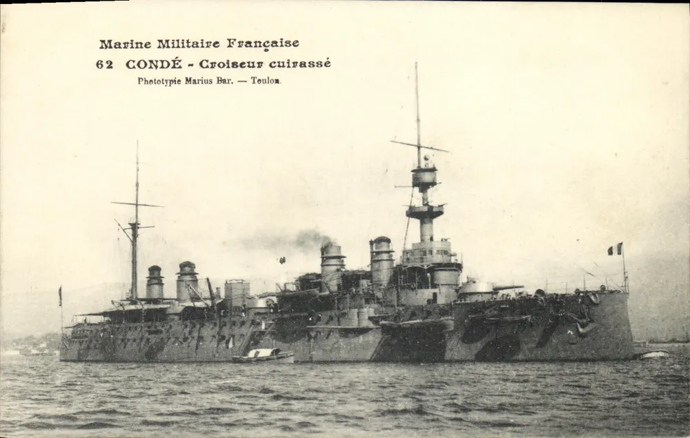Französische Marine — Panzerkreuzer Condé — Phototypie Marius Bar, Toulouse - Vorderseite