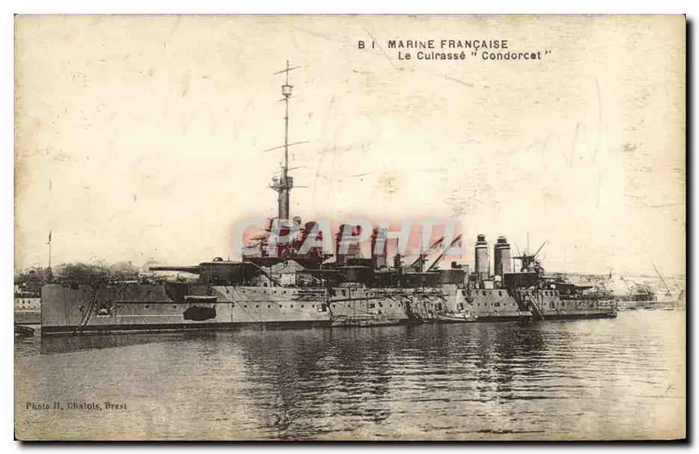 Der Schlachtschiff "Condorcet" — Französische Marine — Foto H. Chainte, Brasi - Vorderseite