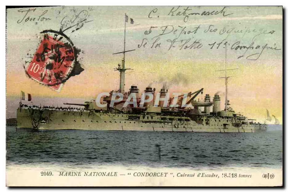 Marine Nationale — "Condorcet" — Schlachtschiff der Flotte, 18.818 Tonnen — Verleger (B.D.) - Vorderseite
