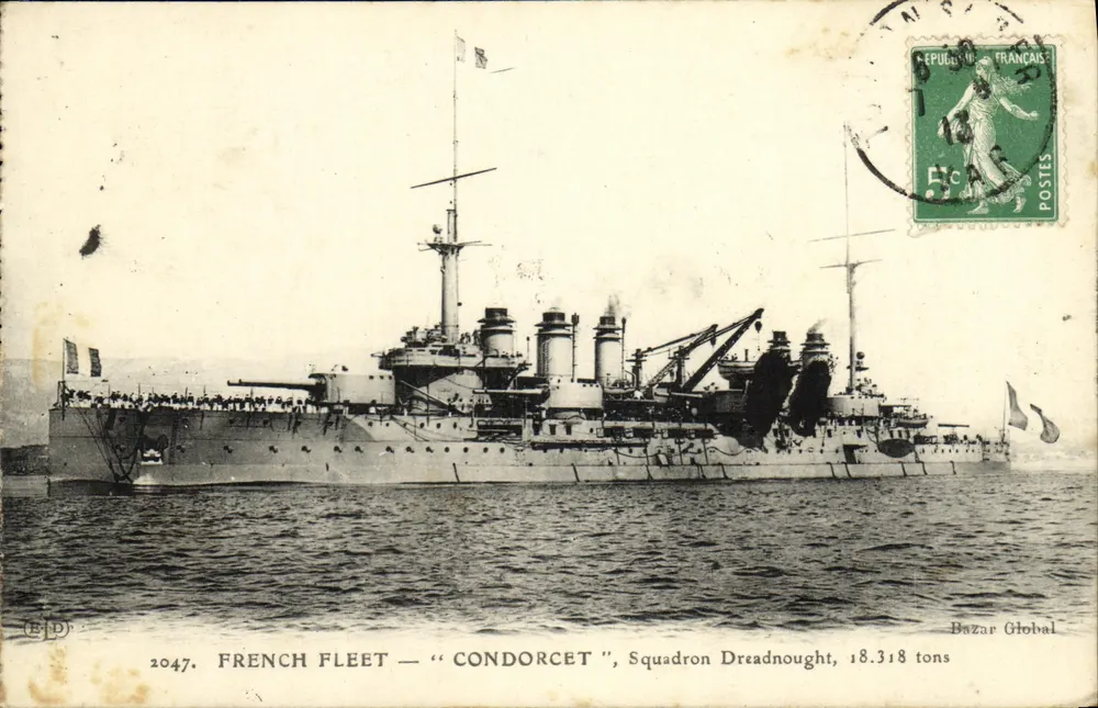 Französische Flotte — "Condorcet" — Dreadnought-Flottille, 18.318 Tonnen — Bazar Global - Vorderseite