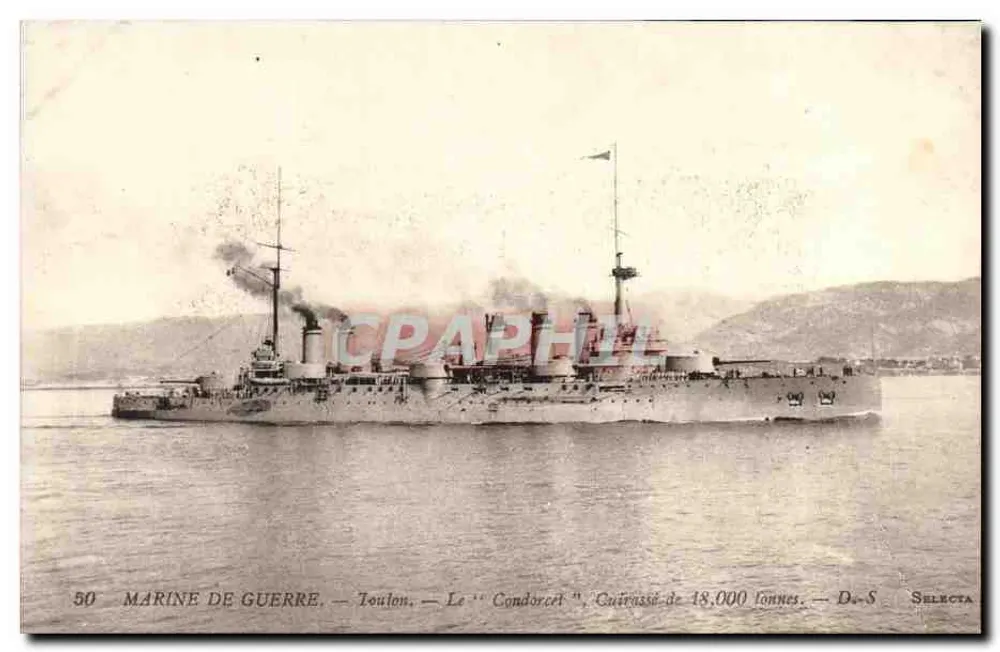 Der 'Condorcet' — 18.000-Tonnen-Panzerkreuzer — Toulon — D.-S. Selecta - Vorderseite