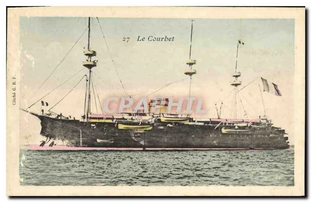 Le Courbet — navire de guerre français — éditeur Chehé G. B. P., n° 27 - Frente