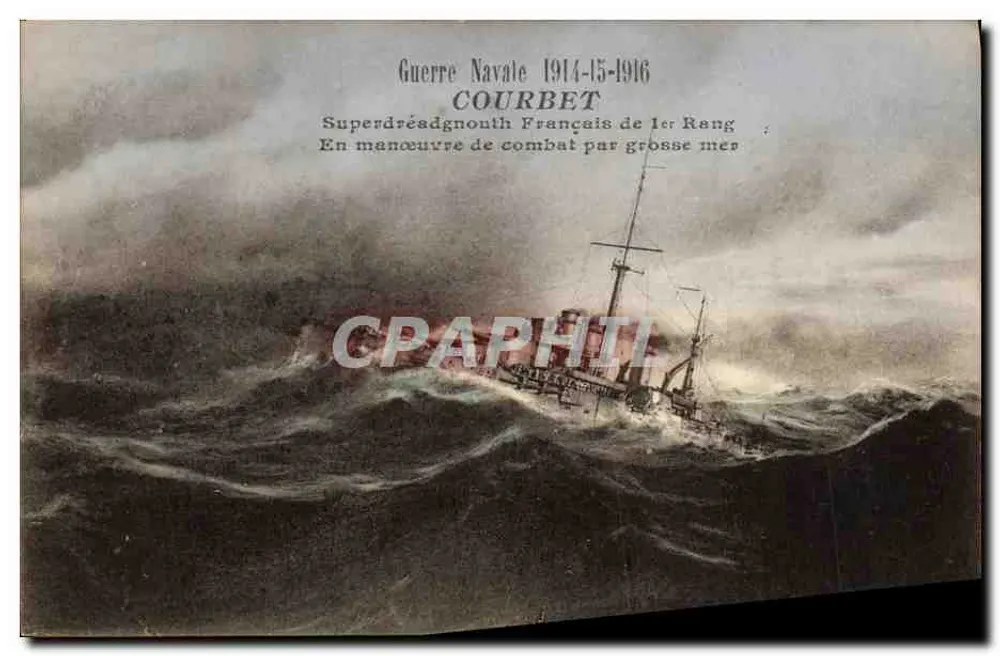 Courbet — Französischer Erstklasse-Superdreadnought in Kampfmanöver - Vorderseite