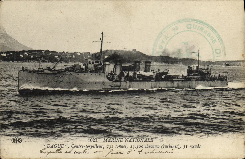 DAGUE, Contratorpedeiro — Marinha Nacional — Editor E.P.D. n° 1023 - Frente