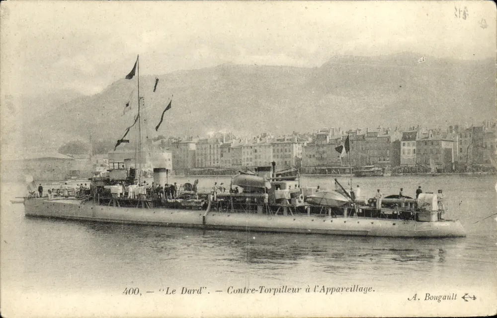 Der Dard — Torpedoboot beim Auslaufen — A. Bougault - Vorderseite