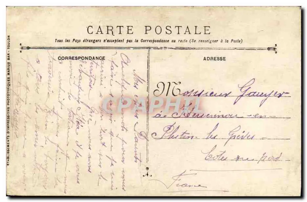 Kreuzer mit Batterie D'Entrecasteaux — Französische Marine — Krieg 1914-15-16-17-18 - Rückseite