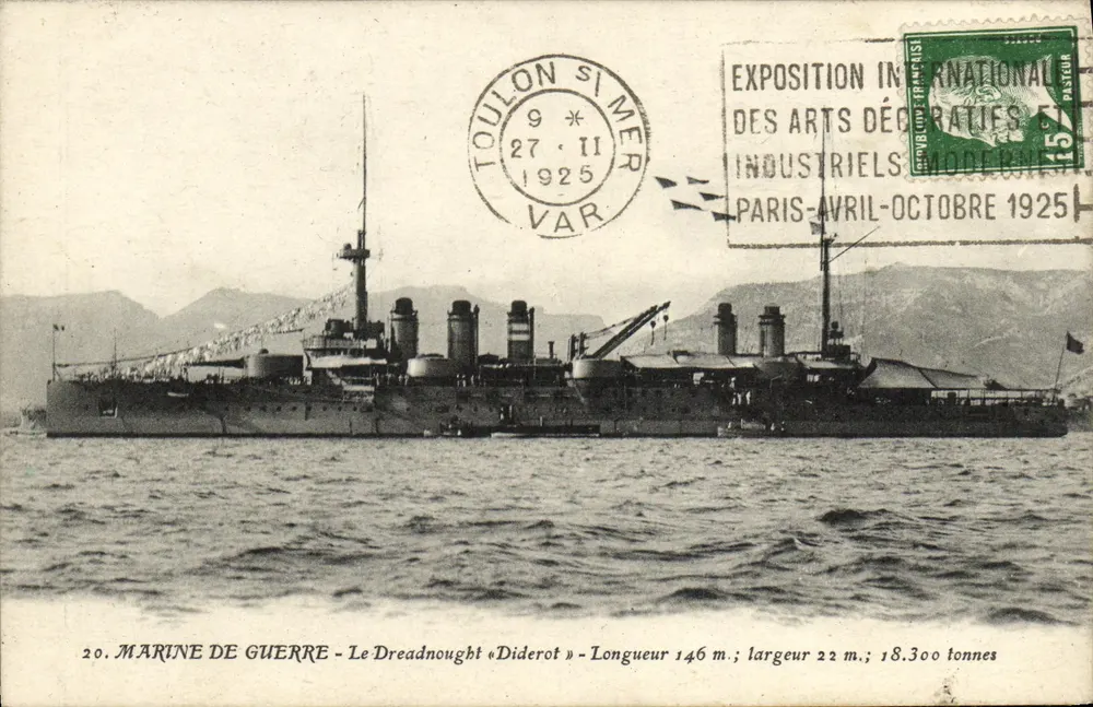 Kriegsschiff — Der Dreadnought « Diderot » — Toulon, 1925 — A. Rand et Nozais, impr. Édit. - Vorderseite