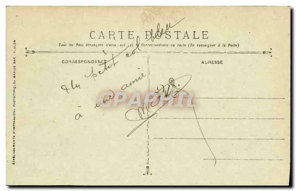 Barbette-Kreuzer Du CHAYLA — Französische Marine — Krieg 1914-18 - Rückseite
