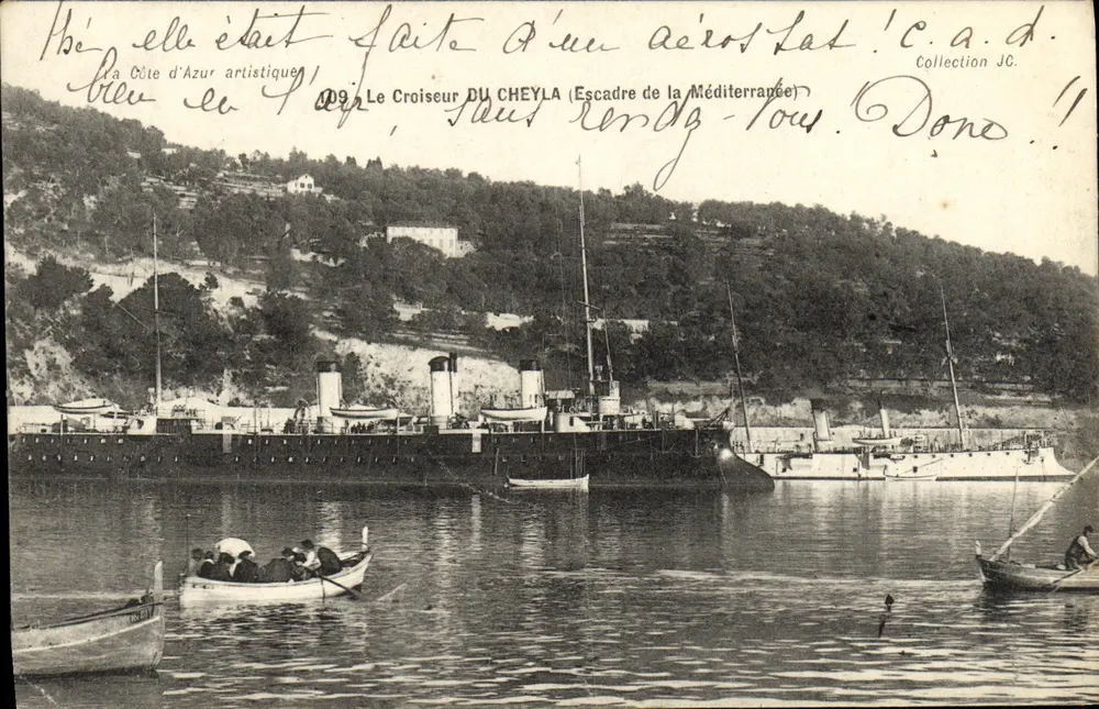 Der Kreuzer DU CHEYLA (Mediterranean-Flotte) — Künstlerische Côte d'Azur — Sammlung J.C. - Vorderseite