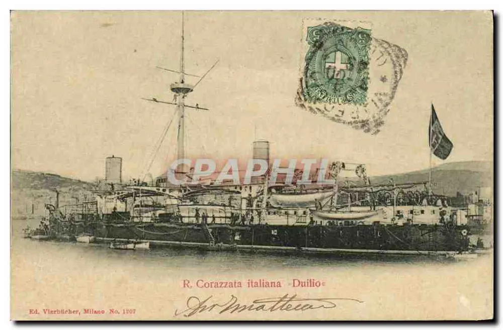 R. Corazzata italiana - Duilio — Ed. Vierblicher, Milano Nr. 1907 - Vorderseite