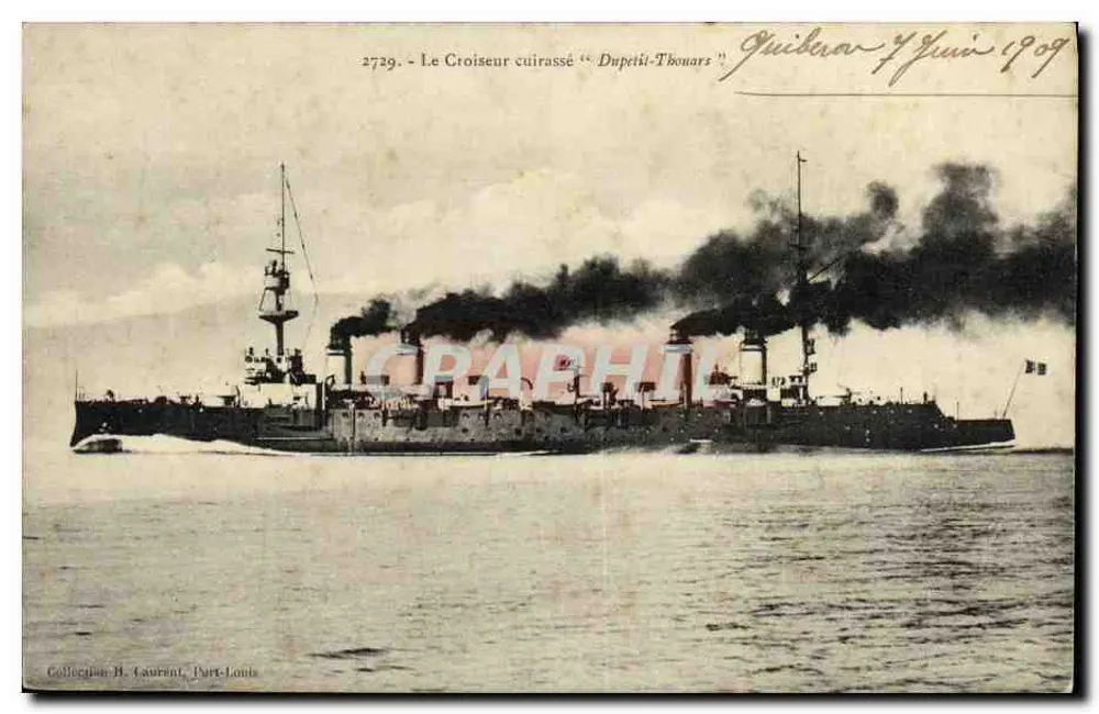 Der gepanzerte Kreuzer "Duperit-Thonars" — Guibaray, 4. Juni 1909 — Sammlung H. Laurent, Darc-Louis, Nr. 2729 - Vorderseite
