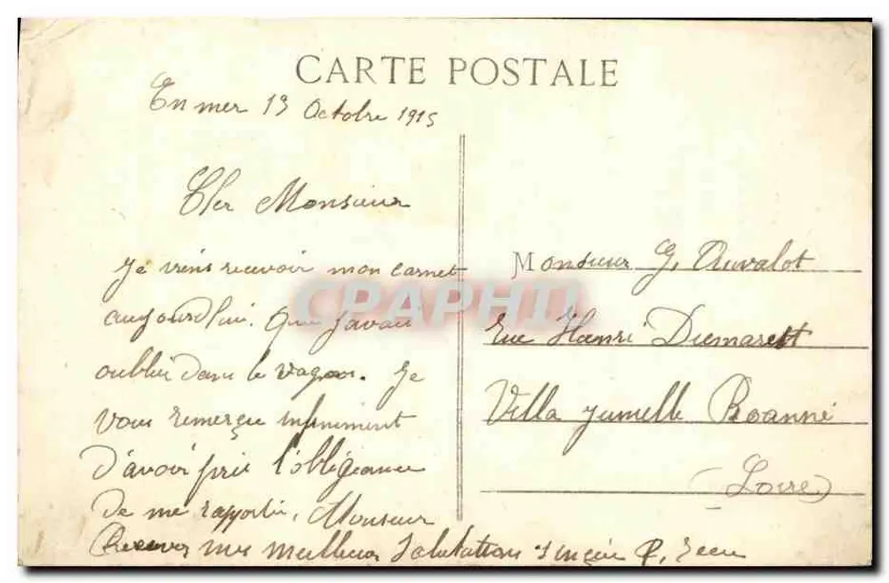 Panzerkreuzer Ernest-Renán — Seebattle 1914-15 — Verlag nicht erkennbar - Rückseite