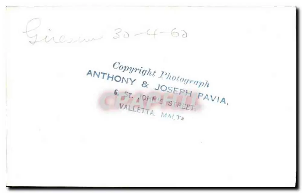 Désiré da classe Daring — 0345 — Anthony & Joseph Pavia, Valletta - Verso