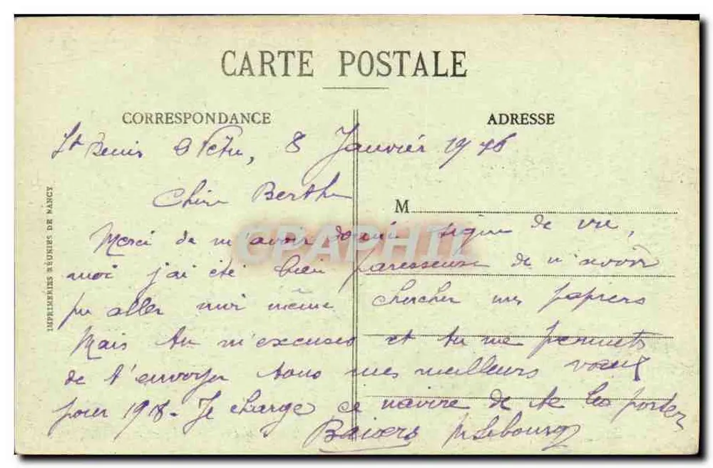 O Contratorpedeiro "Glaive" — Cherbourg — Coleção F. C. - Verso