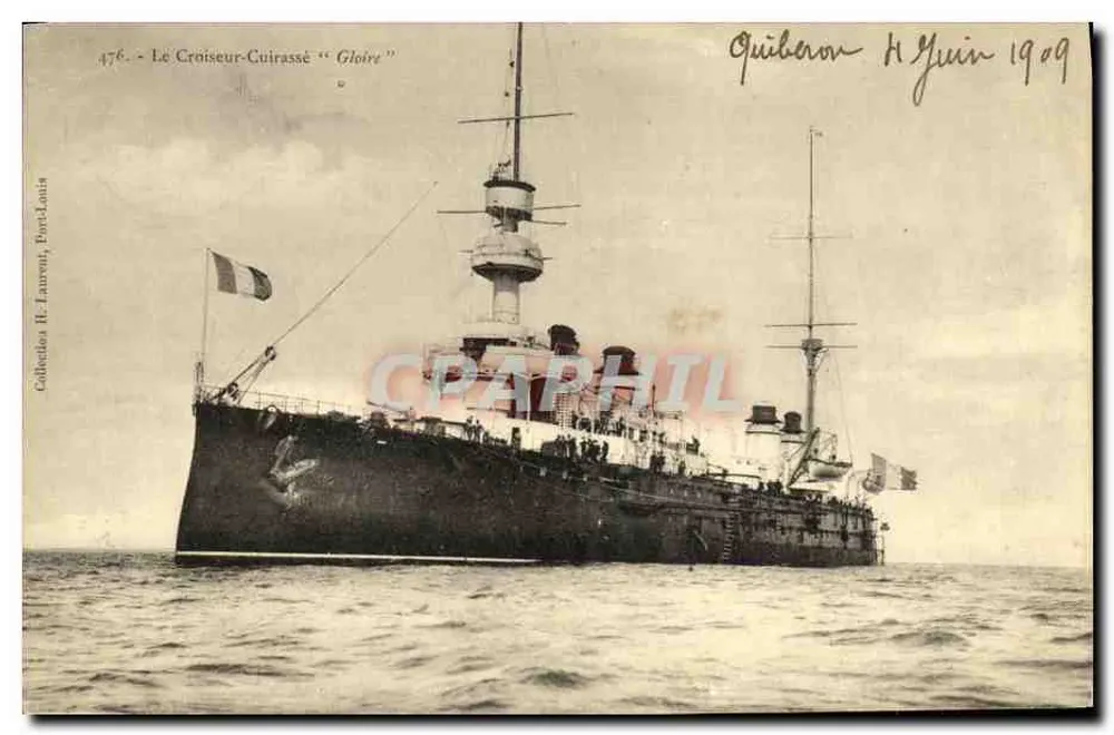 Der Kreuzer-Linienschiff "Gloire" — Quiberon, 11. Juni 1909 — Calbettes H. Laurent, Port-Louis - Vorderseite
