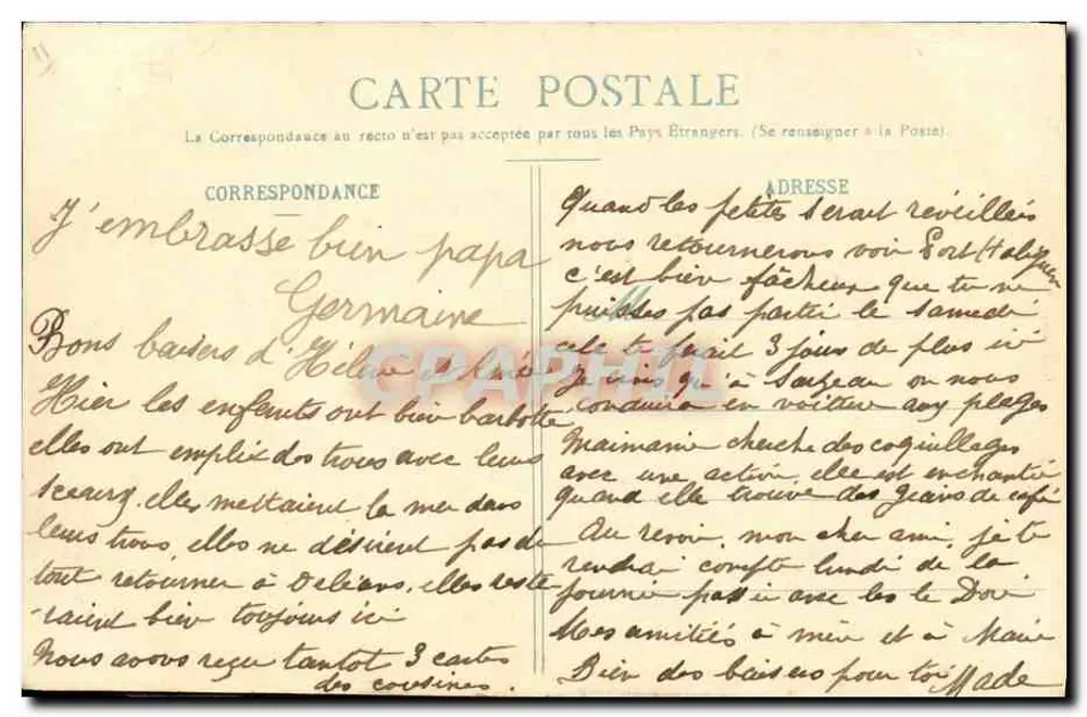 Der Kreuzer-Linienschiff "Gloire" — Quiberon, 11. Juni 1909 — Calbettes H. Laurent, Port-Louis - Rückseite