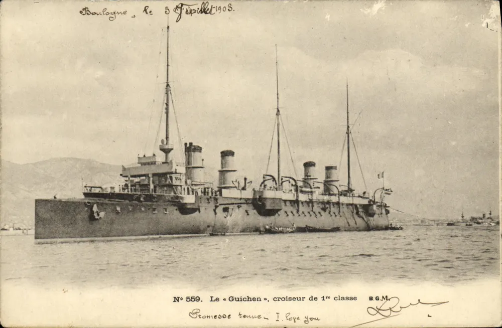 Le « Guichen », croiseur de 1ère classe — BGM, N° 559, photographié à Boulogne-sur-Mer en 1908 - Vorderseite