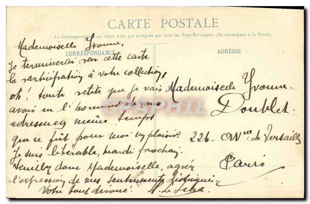 Le Guichen, Kreuzer der ersten Klasse — Sammlung P. B., Cherbourg - Rückseite