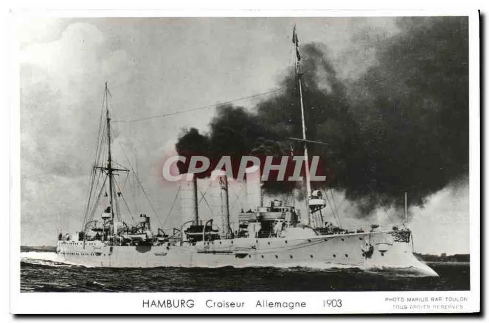 HAMBURG — Deutscher Kreuzer — Foto Marius Bar Toulon, 1903 - Vorderseite
