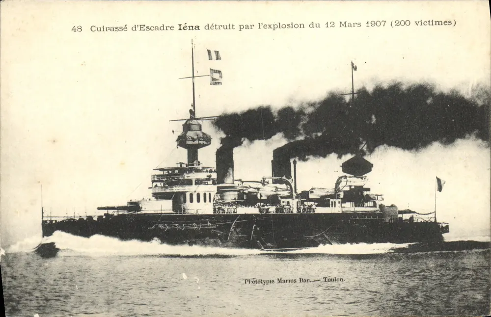 Kreuzer Iéna — zerstört durch Explosion am 12. März 1907 (200 Opfer) — Phototype Marius Bar, Toulon - Vorderseite