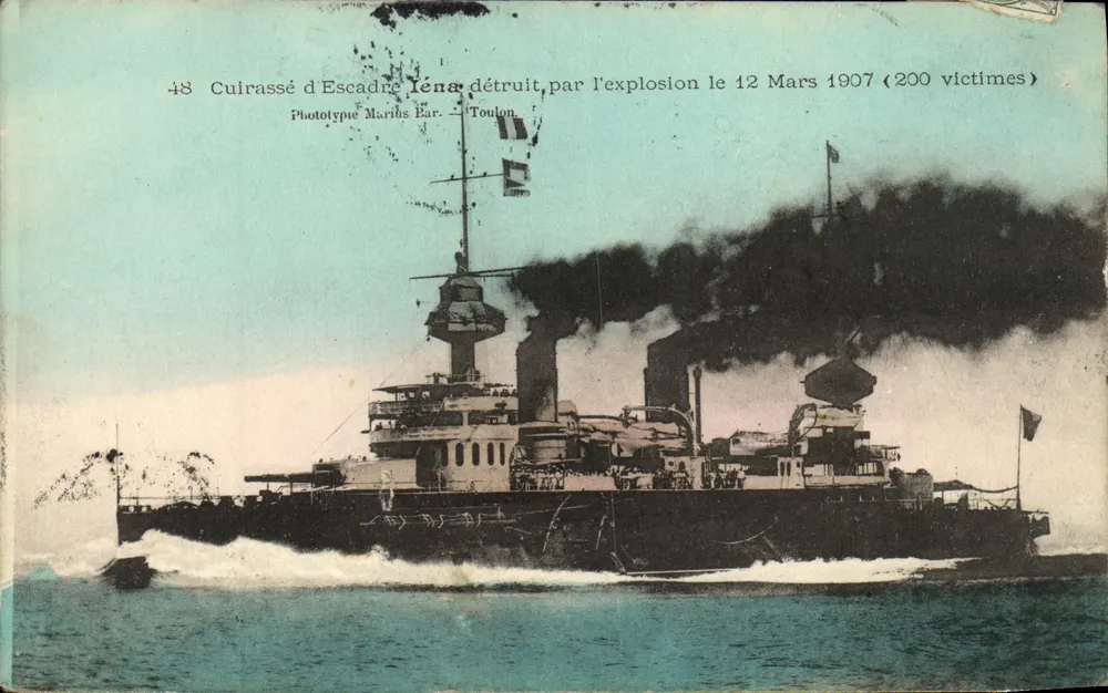 Schlachtschiff Iéna — zerstört durch Explosion am 12. März 1907 — Phototypie Marius Bar, Toulon - Vorderseite
