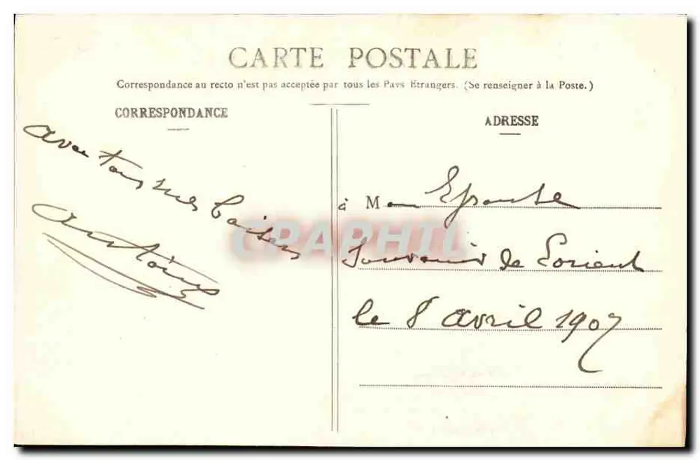 Der Schlachtkreuzer Iéna — zerstört in Toulon am 12. März 1907 — Verleger H. Laurent, Port-Louis, n° 2604 - Rückseite